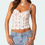 Backless Criss Cross TieUp Floral Cami Top