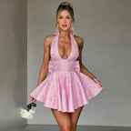 Jacquard Bow Strapless Backless Mini Dress