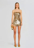 Sequins Strapless Bodycon Mini Dress