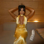 Satin Open Back Dress
