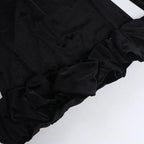 Velvet 3D Pleated Hem Long Sleeve Dress