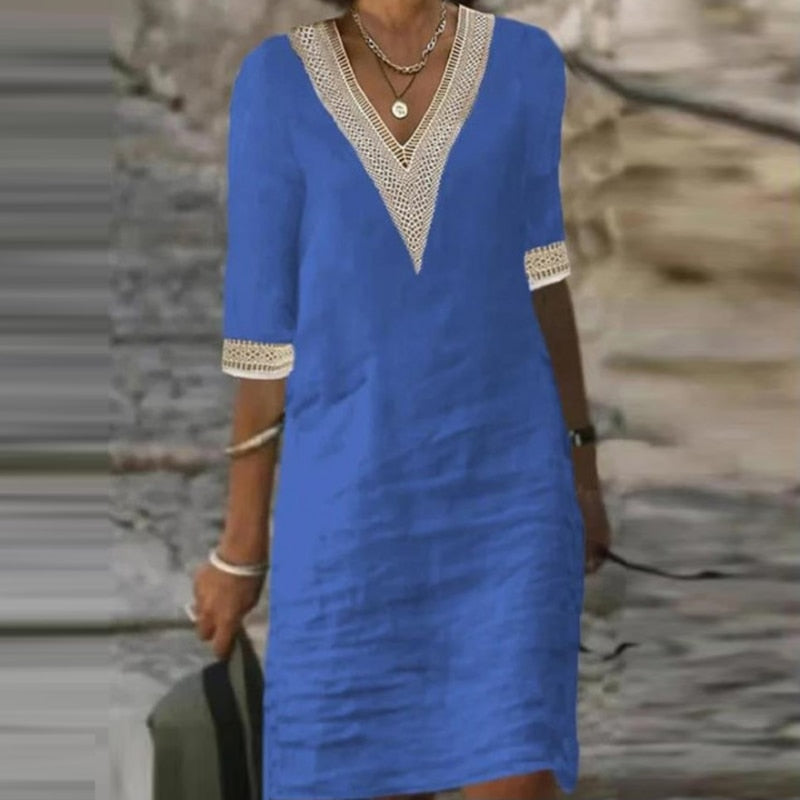 Rosa Timeless Linen Summer Dress Premium Wardrobe Essential