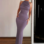 Ruched Halter Maxi Dress