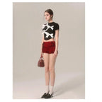 Bow Decoration Black Slim Tshirt