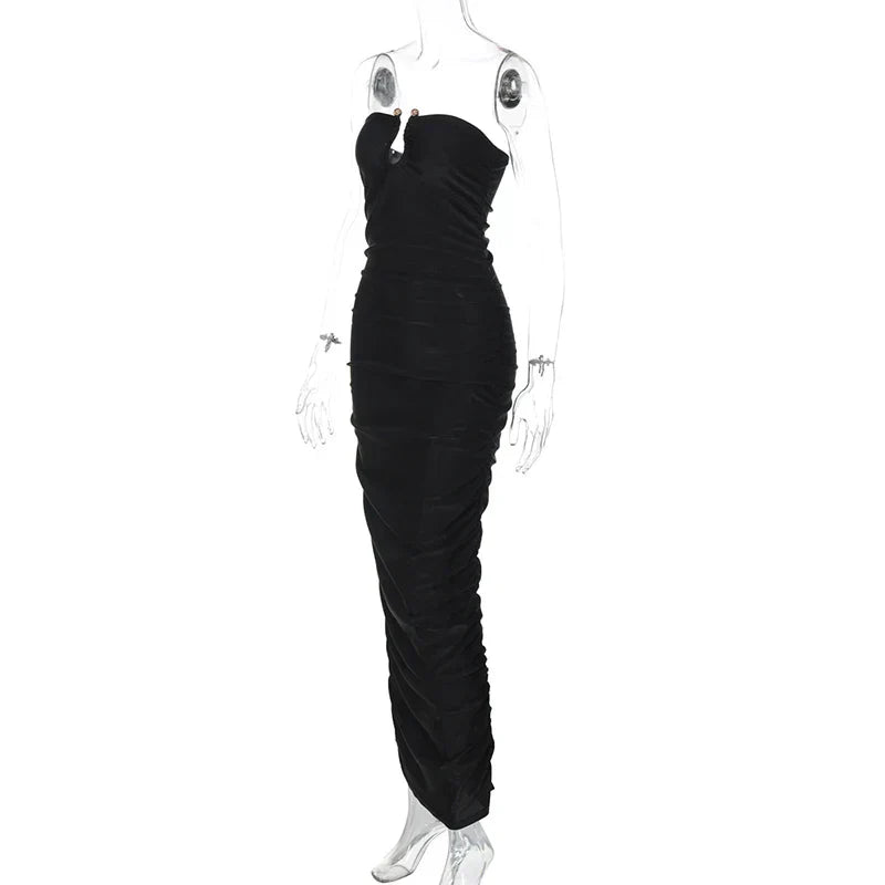 Off - shoulder Black Maxi Dress