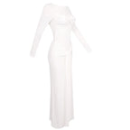 O - neck Long Sleeve Robe fashion Maxi Dress