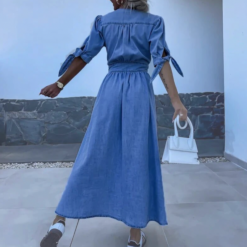 Ariana Elevated Long Denim Dress Chic Silhouette Collection