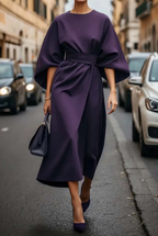 Flor Elegant Puff Sleeve Dress for Women Day to Night Outfit