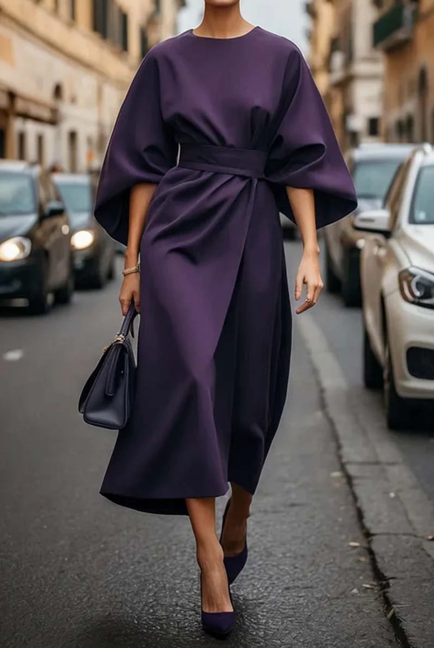 Flor Elegant Puff Sleeve Dress for Women Day to Night Outfit
