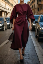 Flor Elegant Puff Sleeve Dress for Women Day to Night Outfit