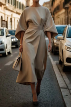 Flor Elegant Puff Sleeve Dress for Women Day to Night Outfit