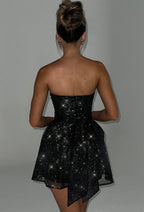 Esther Back Knot Strapless Sparkle Dress