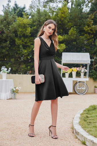Annamaria Premium Sleeveless Cocktail Dress with V Neck and Tapered Bust Wardrobe Essential