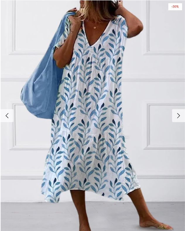 Elizabeth Boutique Women's V Neck Leaf Print Dress Collection
