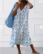 Elizabeth Boutique Women's V Neck Leaf Print Dress Collection