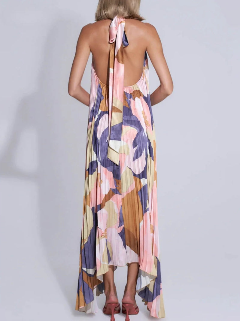 Margherita Statement Maxi Dress with Halter Neck Chic Silhouette Collection