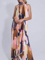 Margherita Statement Maxi Dress with Halter Neck Chic Silhouette Collection