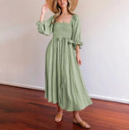 Martina Elevated French Dress with Ruffle Sleeves Premium Wardrobe Essential