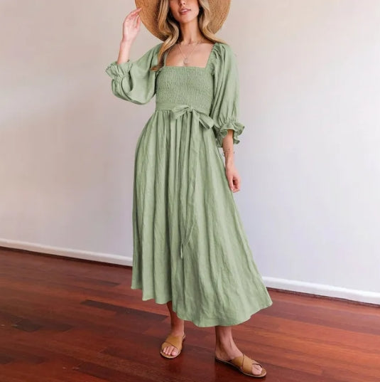 Martina Elevated French Dress with Ruffle Sleeves Premium Wardrobe Essential