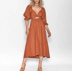 Martina Elevated French Dress with Ruffle Sleeves Premium Wardrobe Essential