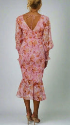 Aria Luxe Floral Print Midi Dress Elevated Occasion Wear