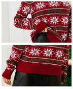 DressBetty - Long Sleeve Small Snowflake Slim Red Christmas Print Sweater Knit JumperPullover Sweater