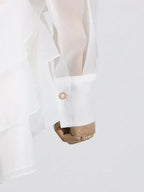 Appliques Ruffles Draped Long Sleeve Dress