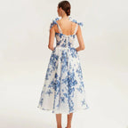Floral back lace - up suspender dress