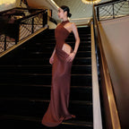 Satin Sleeveless High Neck Dress