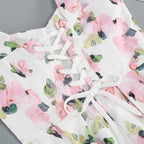 Floral back lace - up suspender dress