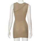 Beige Sequin Wrap Mini Dress