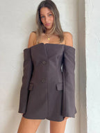Off - Shoulder Blazer Dress Chic Style for Summer Parties