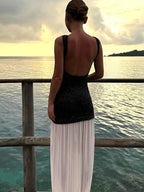 Sequined Patchwork Backless Long Dress