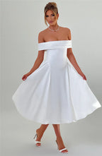Off - Shoulder Flare Midi Dress