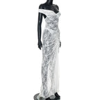 Lace Deep V Sleeveless Tight Split Long Dress