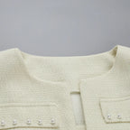 Pearl Long Sleeve Coat And Mini Strapless Dress Sets