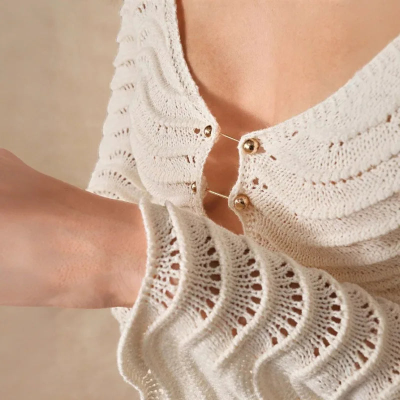 Knit Hollow - Out Loose Patchwork Lace - Up Summer Dress