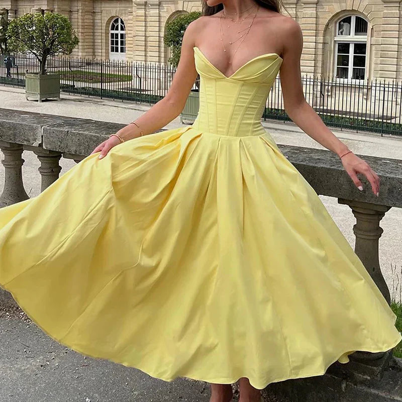 Elegant Multi Color Slim Long Dresses Ladies Sexy V Neck Wrap Chest Waist Party Dress Fashion Hollow Off Shoulder Pleated Dress