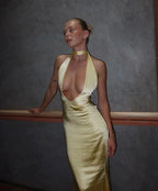 Satin Open Back Dress