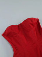 Red Flower Strapless Luxury Party Dress