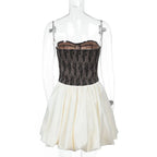 Patchwork Lace Black Backless Dress