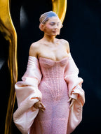 Pink Strapless See Through Long Dress