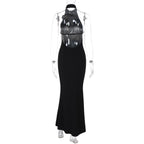 Halter Flower Backless Maxi Dress