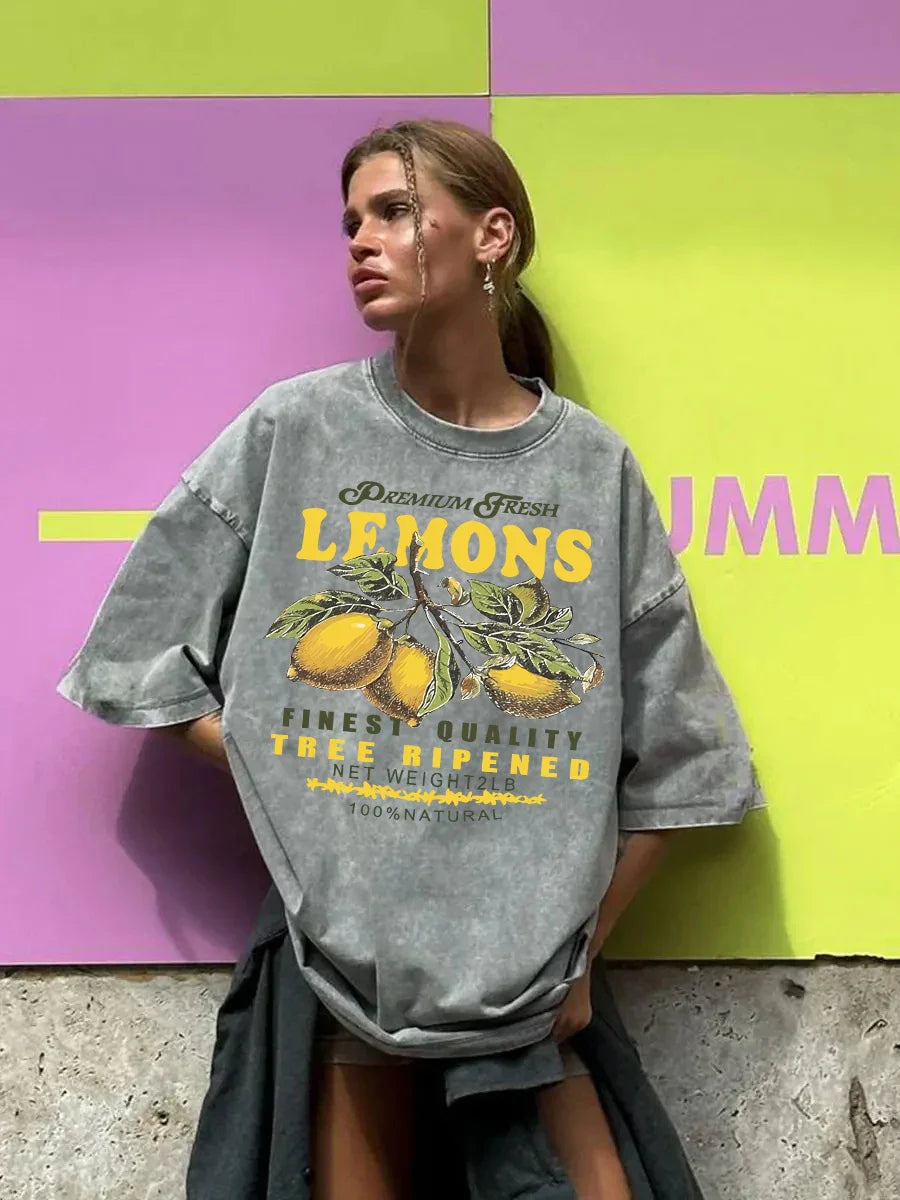 Fresh Lemon Washed Hip Hop Tshirt