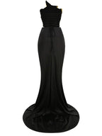 Gold Lace - up Tops 2 Pieces Floor - length Dress