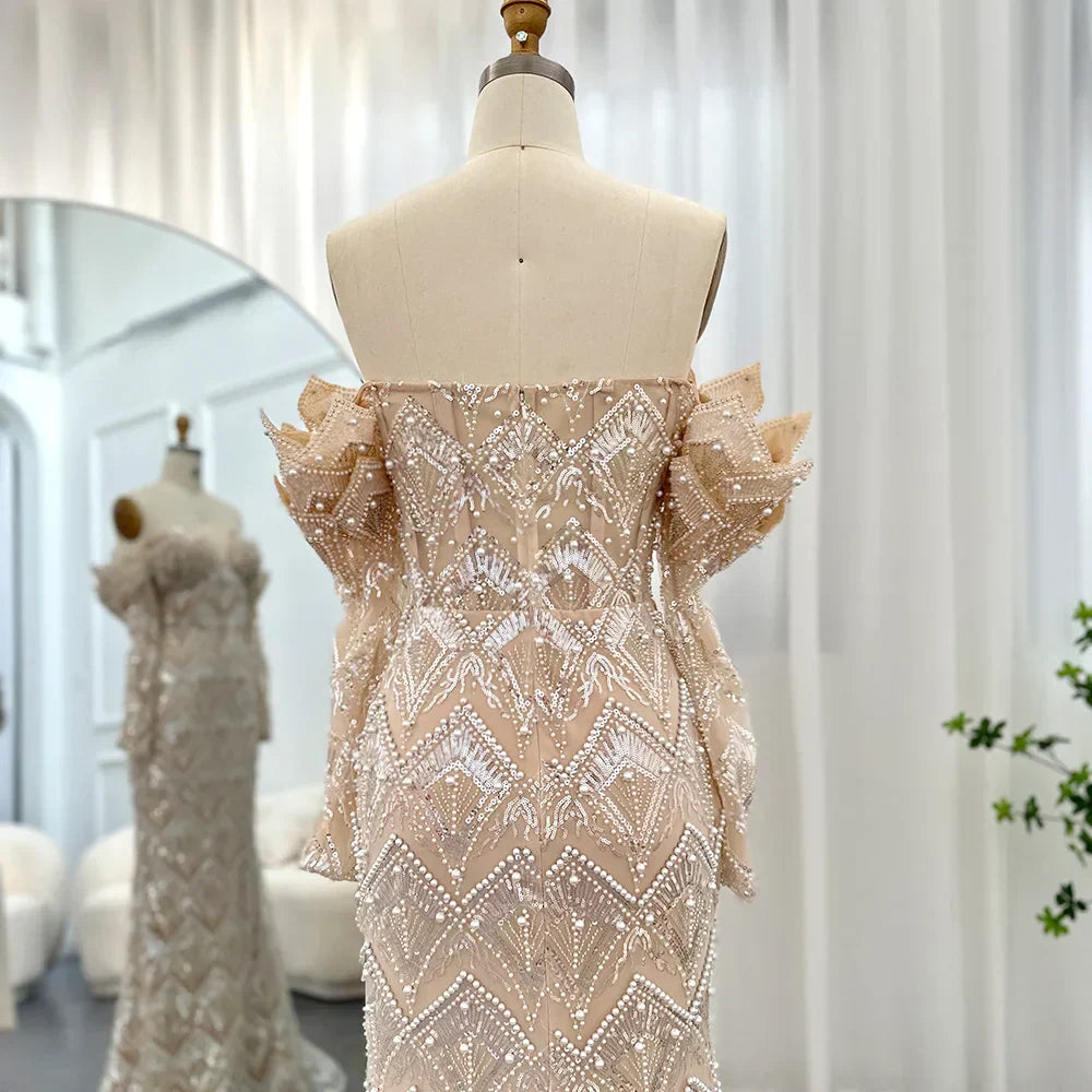 Mermaid Off - Shoulder Nude Evening Dresses for Women