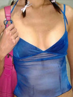 Backless Sexy Halterneck Mesh Y2K Cami Top