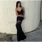 Lace See Through Sleeveless Long Dress