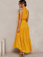 Adriana Chic Summer Dress with Polka Dot Print Shine Into Designer Edit