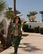 Print Beach Skirt Cover Up Four Piece Swim Sets